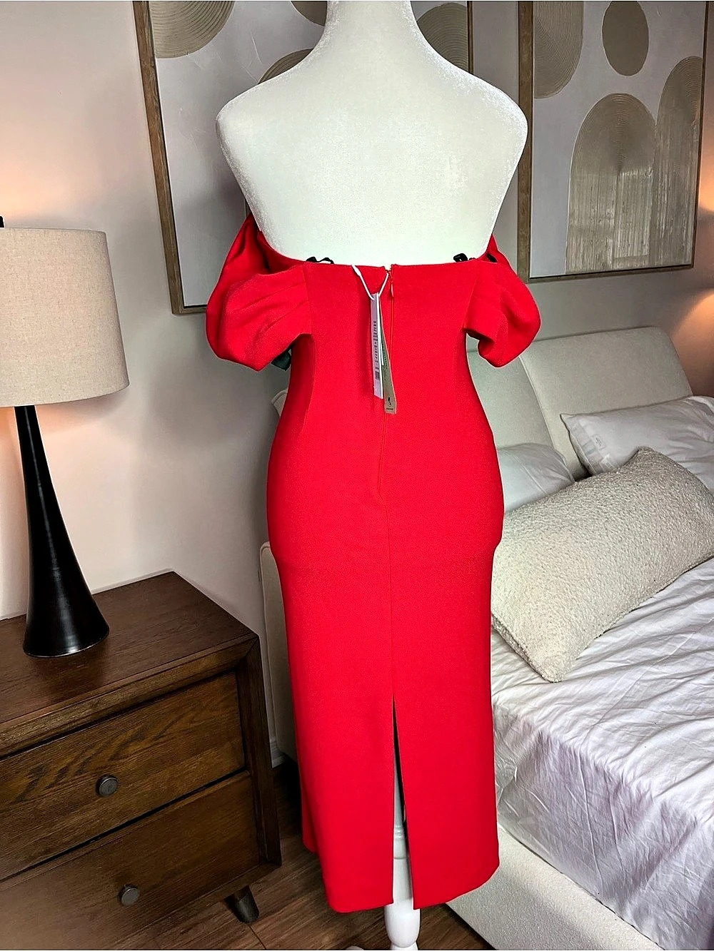 Ever new Dress Off-Shoulder Midi Dress in Red Size Medium NWT
